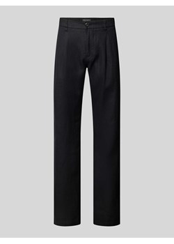 Spodnie lniane o kroju tapered fit z zakładkami w pasie model ‘Osby’ ze sklepu Peek&Cloppenburg  w kategorii Spodnie męskie - zdjęcie 172418056