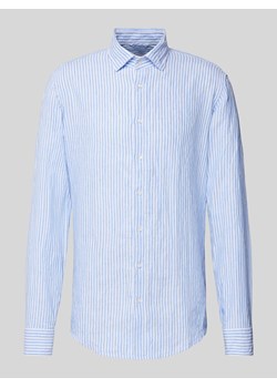 Koszula lniana o kroju slim fit z kołnierzykiem typu kent ze sklepu Peek&Cloppenburg  w kategorii Koszule męskie - zdjęcie 172418349