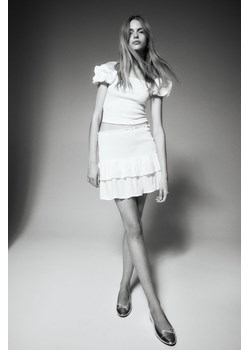 H & M - Falbaniasta spódnica z elastycznym marszczeniem - Biały ze sklepu H&M w kategorii Spódnice - zdjęcie 172418797