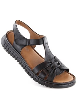 Skórzane sandały damskie na rzep czarne Artiker 54C0812 ze sklepu ButyModne.pl w kategorii Sandały damskie - zdjęcie 172419147
