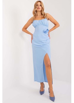 Sukienka koktajlowa z ozdobnym kwiatem jasno niebieska ze sklepu 5.10.15 w kategorii Sukienki - zdjęcie 172420145
