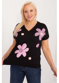 Bluzka plus size w kwiaty czarna ze sklepu 5.10.15 w kategorii Bluzki damskie - zdjęcie 172420155