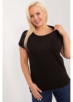 Bawełniana bluzka plus size z naszywką czarna ze sklepu 5.10.15 w kategorii Bluzki damskie - zdjęcie 172420167