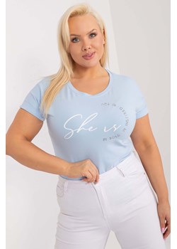 Damski T-Shirt plus size z nadrukiem jasny niebieski ze sklepu 5.10.15 w kategorii Bluzki damskie - zdjęcie 172420168