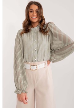 Klasyczna koszula z ozdobnym zapięciem pistacjowa ze sklepu 5.10.15 w kategorii Koszule damskie - zdjęcie 172420179