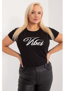 Damski T-Shirt plus size z nadrukiem czarny ze sklepu 5.10.15 w kategorii Bluzki damskie - zdjęcie 172420195