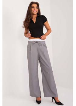 Eleganckie spodnie z podwójną talią szare ze sklepu 5.10.15 w kategorii Spodnie damskie - zdjęcie 172420248