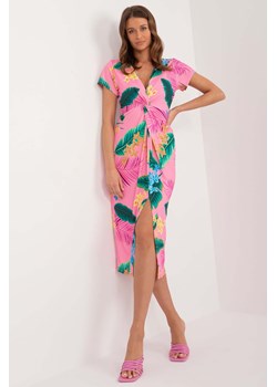 Wzorzysta sukienka midi różowa ze sklepu 5.10.15 w kategorii Sukienki - zdjęcie 172420278