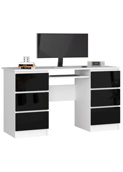 Biało-czarne biurko z szufladami połysk - Abetti 3X ze sklepu Edinos.pl w kategorii Biurka i sekretarzyki - zdjęcie 172421425