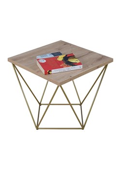 Kwadratowy stolik kawowy dąb artisan + złoty - Galapi 5X ze sklepu Edinos.pl w kategorii Stoliki kawowe - zdjęcie 172421565