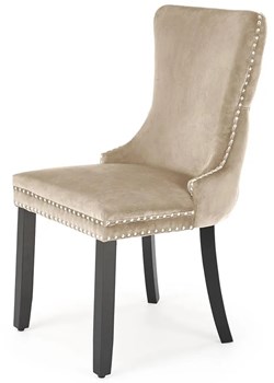Beżowe tapicerowane krzesło drewniane - Esten ze sklepu Edinos.pl w kategorii Krzesła - zdjęcie 172421719