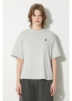 Carhartt WIP t-shirt bawełniany S/S Nelson T-Shirt damski kolor srebrny I033051.1YEGD ze sklepu PRM w kategorii Bluzki damskie - zdjęcie 172423226