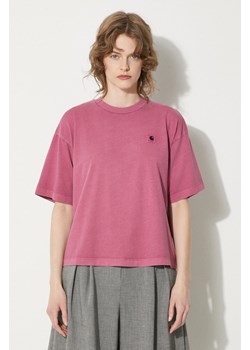 Carhartt WIP t-shirt bawełniany S/S Nelson T-Shirt damski kolor różowy I033051.1YTGD ze sklepu PRM w kategorii Bluzki damskie - zdjęcie 172423228