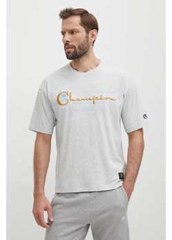 Champion t-shirt bawełniany męski kolor szary z aplikacją 219998 ze sklepu PRM w kategorii T-shirty męskie - zdjęcie 172423258