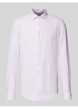 Koszula lniana o kroju slim fit z kołnierzykiem typu kent ze sklepu Peek&Cloppenburg  w kategorii Koszule męskie - zdjęcie 172425058