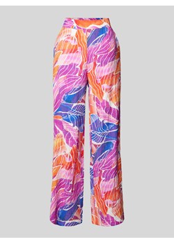 Spodnie materiałowe o luźnym kroju z mieszanki wiskozy ze wzorem na całej powierzchni ze sklepu Peek&Cloppenburg  w kategorii Spodnie damskie - zdjęcie 172425357