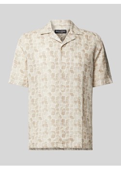 Koszula lniana o kroju regular fit z nadrukiem na całej powierzchni ze sklepu Peek&Cloppenburg  w kategorii Koszule męskie - zdjęcie 172425659