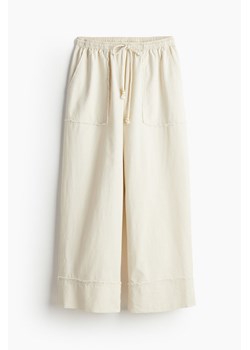 H & M - Szerokie spodnie z domieszką lnu - Beżowy ze sklepu H&M w kategorii Spodnie damskie - zdjęcie 172425779