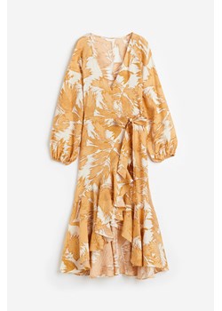 H & M - Długa sukienka kopertowa - Żółty ze sklepu H&M w kategorii Sukienki - zdjęcie 172425878