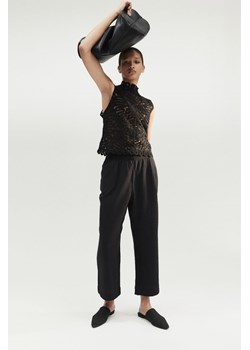 H & M - Spodnie z talią paper bag - Czarny ze sklepu H&M w kategorii Spodnie damskie - zdjęcie 172425926