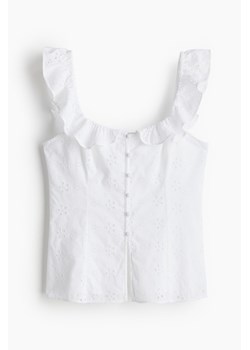 H & M - Krótki top z elastycznym marszczeniem - Biały ze sklepu H&M w kategorii Bluzki damskie - zdjęcie 172425929