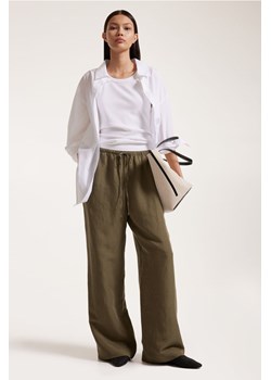 H & M - Spodnie z domieszką lnu - Zielony ze sklepu H&M w kategorii Spodnie damskie - zdjęcie 172425958