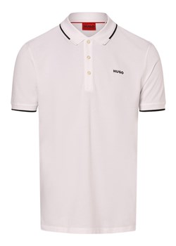 HUGO Męska koszulka polo - Dinoso222 Mężczyźni Bawełna biały jednolity ze sklepu vangraaf w kategorii T-shirty męskie - zdjęcie 172426309