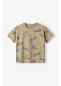 T-shirt dla chłopca - beżowy w samoloty - Limited Edition ze sklepu 5.10.15 w kategorii T-shirty chłopięce - zdjęcie 172426525