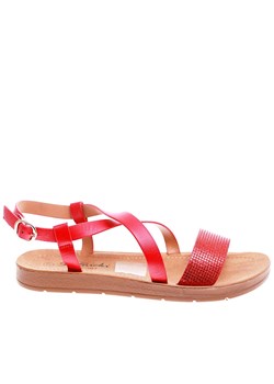 Czerwone damskie sandały na płaskim obcasie /B4-3 16275 T261/ ze sklepu Pantofelek24.pl w kategorii Sandały damskie - zdjęcie 172427027