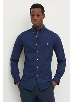 Polo Ralph Lauren koszula męska kolor granatowy slim z kołnierzykiem button-down ze sklepu ANSWEAR.com w kategorii Koszule męskie - zdjęcie 172427239