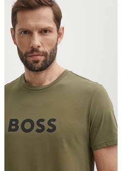 BOSS t-shirt bawełniany męski kolor zielony z nadrukiem ze sklepu ANSWEAR.com w kategorii T-shirty męskie - zdjęcie 172427265