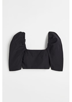 H & M - Krótki top z bufiastym rękawem - Czarny ze sklepu H&M w kategorii Bluzki damskie - zdjęcie 172427406