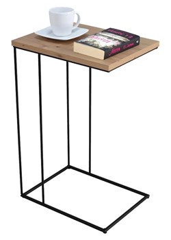 Minimalistyczny druciany stolik pomocniczy dąb artisan + czarny - Texti 5X ze sklepu Edinos.pl w kategorii Stoliki kawowe - zdjęcie 172427665