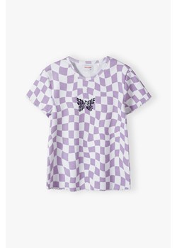 T-shirt bawełniany dla dziewczynki w szachownicę ze sklepu 5.10.15 w kategorii Bluzki dziewczęce - zdjęcie 172428897