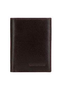 Męski portfel skórzany z brązową lamówką mały pionowy ze sklepu WITTCHEN w kategorii Portfele męskie - zdjęcie 172429018