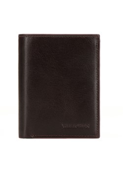 Męski portfel skórzany z brązową lamówką średni pionowy ze sklepu WITTCHEN w kategorii Portfele męskie - zdjęcie 172429048