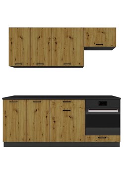 Komplet mebli kuchennych grafit + dąb artisan - Coleo 27X ze sklepu Edinos.pl w kategorii Zestawy mebli kuchennych - zdjęcie 172429759