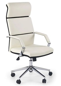 Biały fotel obrotowy tapicerowany - Daren ze sklepu Edinos.pl w kategorii Krzesła do biurka - zdjęcie 172429767