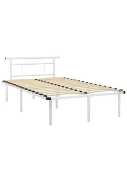 Białe metalowe łóżko małżeńskie 140x200 cm - Nikel ze sklepu Edinos.pl w kategorii Łóżka i materace - zdjęcie 172430096