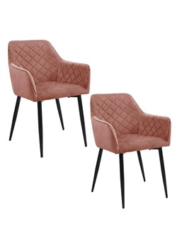 Komplet 2 różowych welurowych krzeseł - Wanja ze sklepu Edinos.pl w kategorii Krzesła - zdjęcie 172430166
