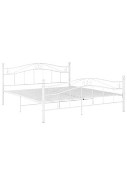 Białe metalowe łóżko z zagłówkiem 160x200 cm - Zaxter ze sklepu Edinos.pl w kategorii Łóżka i materace - zdjęcie 172430167