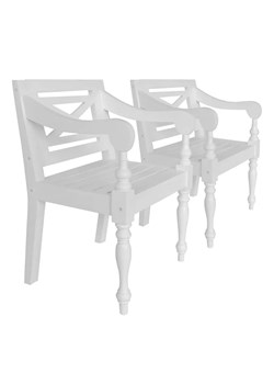 Mahoniowe krzesła tarasowe Amarillo 2 szt - białe ze sklepu Edinos.pl w kategorii Krzesła ogrodowe - zdjęcie 172430249