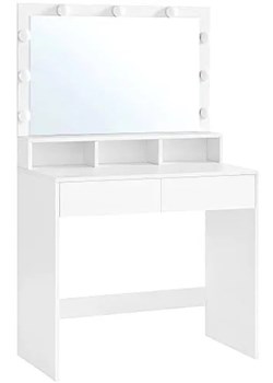 Biała toaletka z lustrem podświetlanym i 2 szufladami - Recosa ze sklepu Edinos.pl w kategorii Toaletki - zdjęcie 172430427