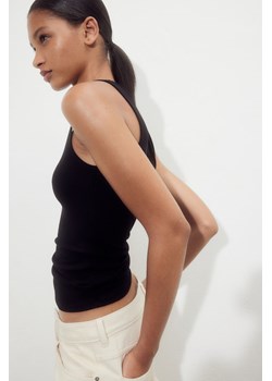 H & M - Prążkowany top bez rękawów - Czarny ze sklepu H&M w kategorii Bluzki damskie - zdjęcie 172430616