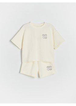 Reserved - Dwuczęściowy komplet dresowy - kremowy ze sklepu Reserved w kategorii Bluzki dziewczęce - zdjęcie 172432215