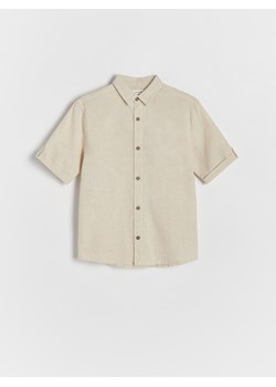 Reserved - Gładka koszula z lnem - beżowy ze sklepu Reserved w kategorii Koszule chłopięce - zdjęcie 172432498