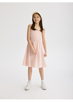 Reserved - Bawełniana sukienka na ramiączkach - pastelowy róż ze sklepu Reserved w kategorii Sukienki dziewczęce - zdjęcie 172432528