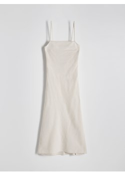 Reserved - Sukienka midi z wiskozy - beżowy ze sklepu Reserved w kategorii Sukienki - zdjęcie 172432636