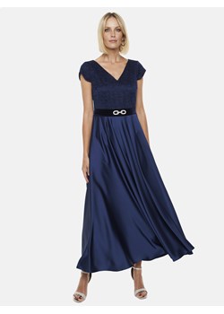 Granatowa długa sukienka z krótkim rękawem Potis & Verso Kalista ze sklepu Eye For Fashion w kategorii Sukienki - zdjęcie 172434355