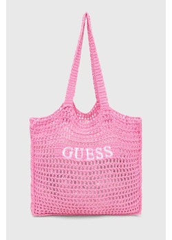 Guess torba plażowa kolor różowy E4GZ09 WG4X0 ze sklepu ANSWEAR.com w kategorii Torby letnie - zdjęcie 172435219